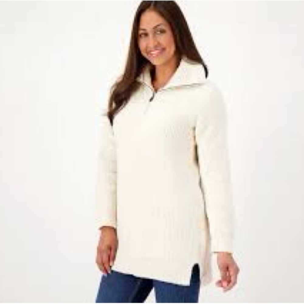Barefoot Dreams Cream Zip-Up Sweater